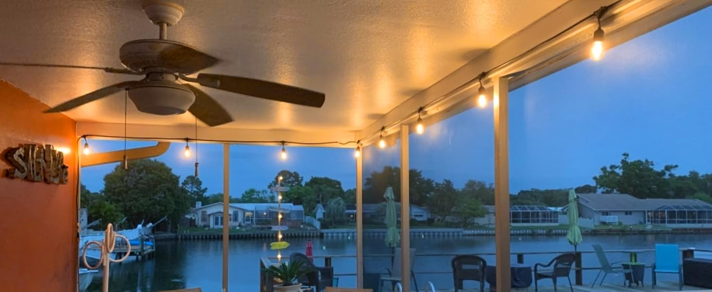 BRIMAX LED гірлянда для вулиці, 30 метрів, AC220-240V, IP44, 46+4 лампочки G40 E12 1W, 2200K тепле біле світло, розширювана, для кемпінгу, ярмарку, саду, вечірки