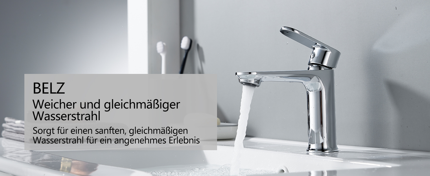 Набір змішувачів для ванної кімнати Belz, латунь, змішувач для раковини з однією отвором, гаряча та холодна вода, сірий (хром)