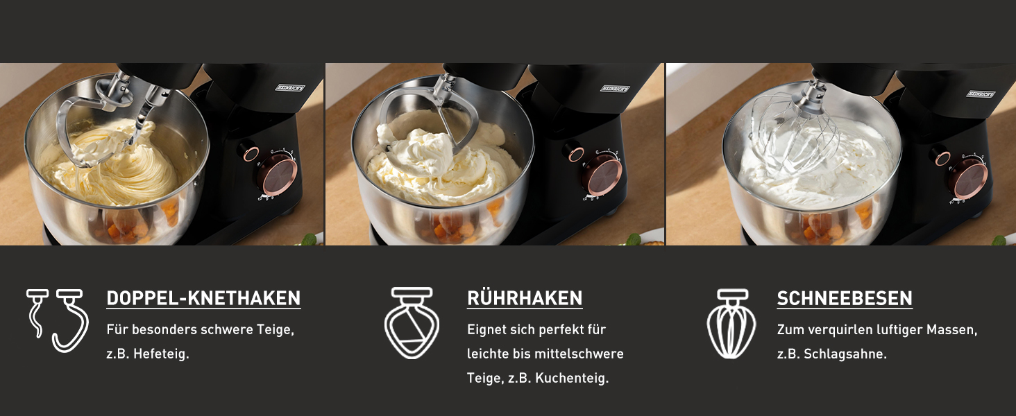 Кухонна машина Heinrichs 1500W з місткою чашею 6L з нержавіючої сталі, 10 швидкостей, титан, міксер, тістоміс, планетарний міксер