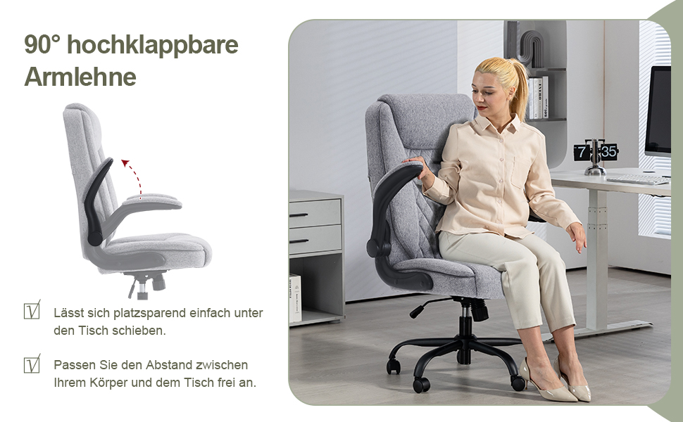 Офісний крісло CASTLOVE Ергономічне, для дому та офісу, сірого кольору, з підлокітниками, регулюванням висоти та нахилу, з підголівником, 150 кг, тканина