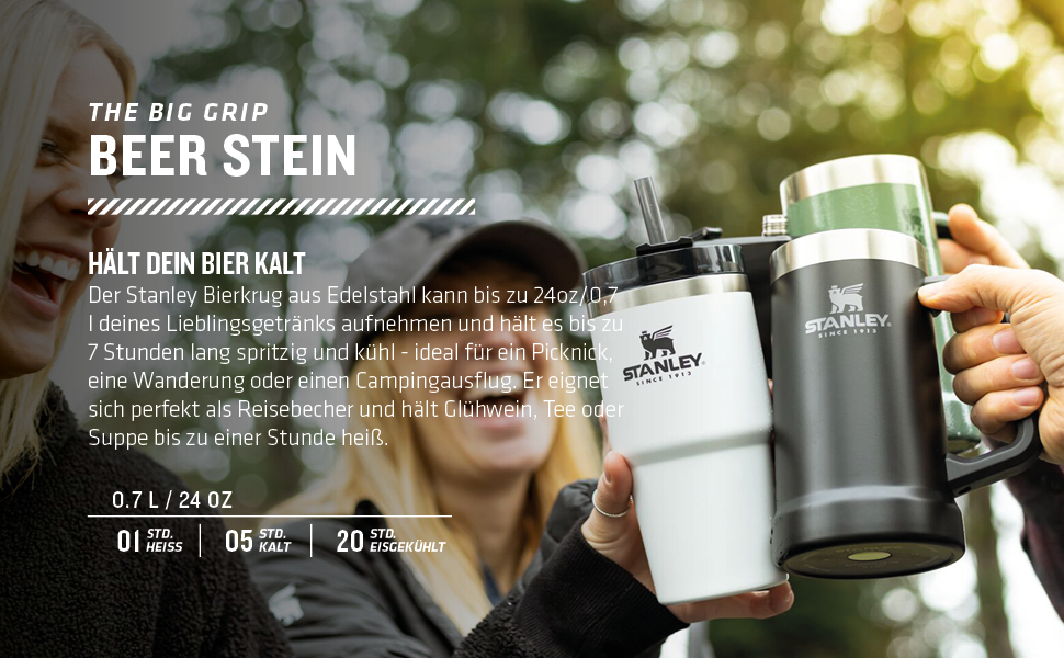 Термокружка Stanley Adventure Vacuum Stein 709 мл, зелений Hammertone - зберігає холод до 7 годин