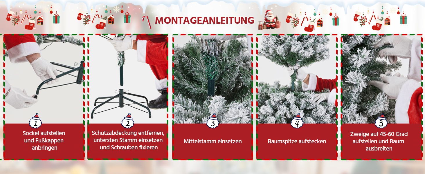 Штучна ялинка Yaheetech зі снігом 183 см (діаметр 120 см), 820 гілок, з металевим підставкою, швидкий монтаж, складана ялинка для дому