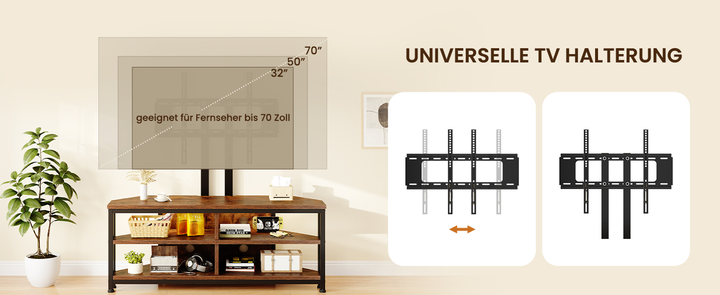 Тумба під ТВ Dripex з LED-підсвічуванням, кутова, 106x45.5x36 см, коричнева