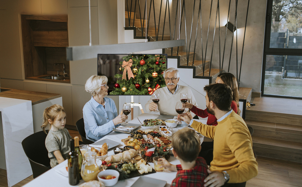 Штатив-телевізійна стійка ETHU для телевізорів 32-65 дюймів (Curved LED) | Регульована висота, поворот 140°, VESA до 600x400 мм, вантажопідйомність 40 кг, коричневий