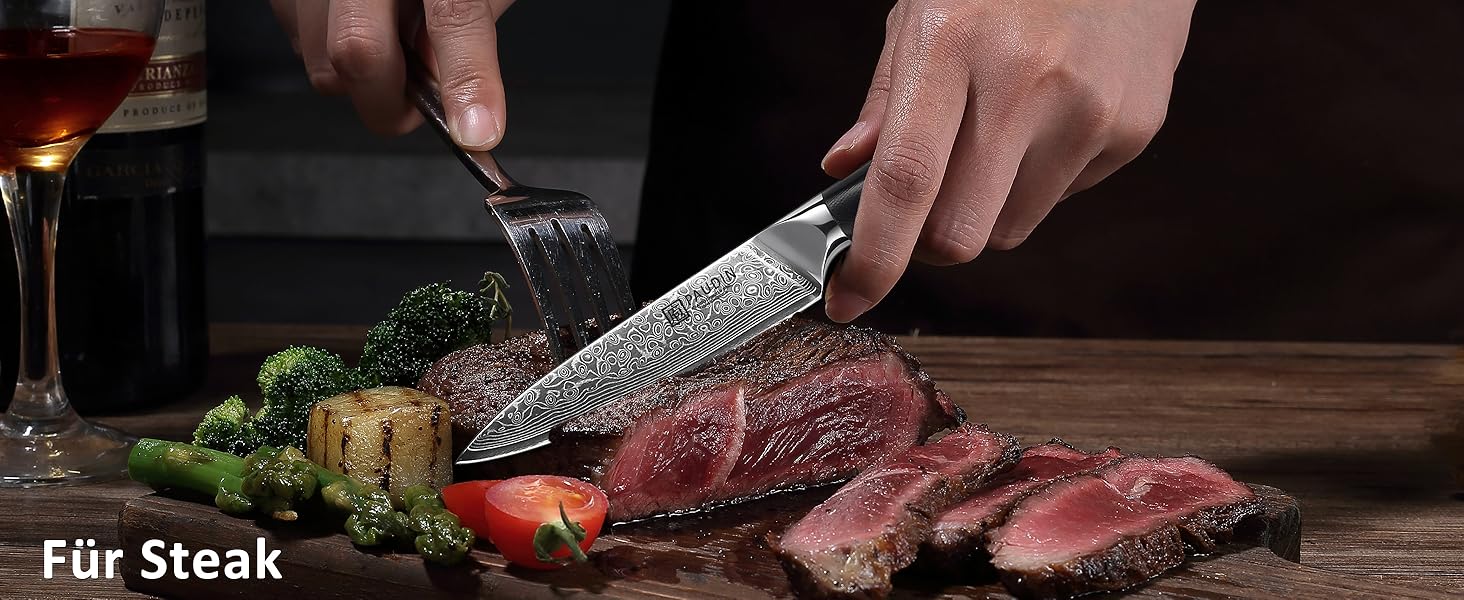Ніж PAUDIN для м'яса, кухаря та обробки продуктів, 20 см, з високоякісної сталі, ергономічна ручка