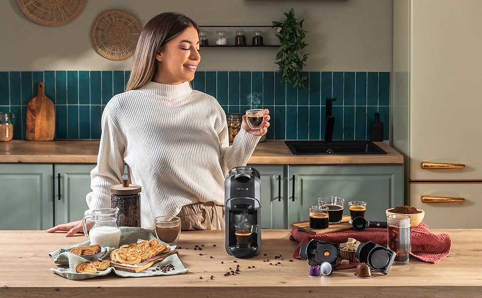 Кавомашина Cecotec Freestyle Compact Black - 1350W, 20 Bar, 4-в-1, Thermoblock, Forcearoma, для кави, Dolce Gusto, Nespresso, K-Fee (600ml)