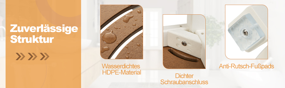 Лавка для душу Costway з поличкою, коричнево-біла, 32.5x32.5x43.5 см, до 165 кг