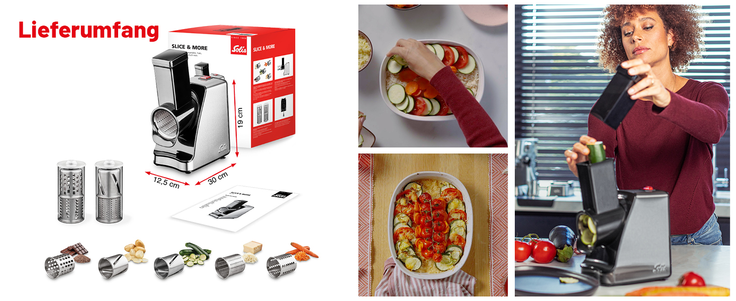 Електричний овочевий слайсер Solis Slice & More 8401 - 5 насадок, нержавіюча сталь, 350 Вт