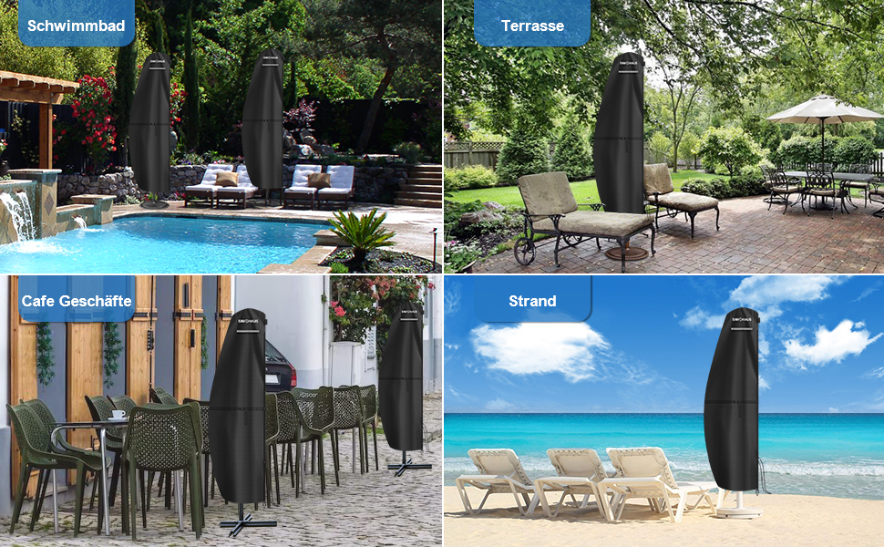 Чохол для парасольки 4м, захисний чохол для парасольки з розкривною тканиною (Ampelschirm) діаметром до 400 см. Захисний чохол для парасольки, чохол для подвійної парасольки, анти-UV, Oxford Fabric, 280x70/70 см (240x45/70/50 см)
