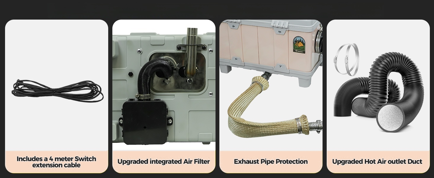 8kW дизельна автономна пічка опалення для вантажівок, фургонів, кемперів (Pink) з керуванням через додаток та AC адаптером