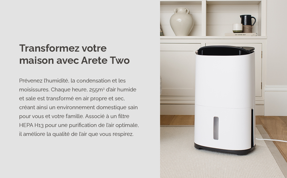 Meaco MeacoDry Arete® Two 25L: Повітряний осушувач та очищувач з HEPA-фільтром H13, Wi-Fi, інтелектуальні режими, 5 років гарантії
