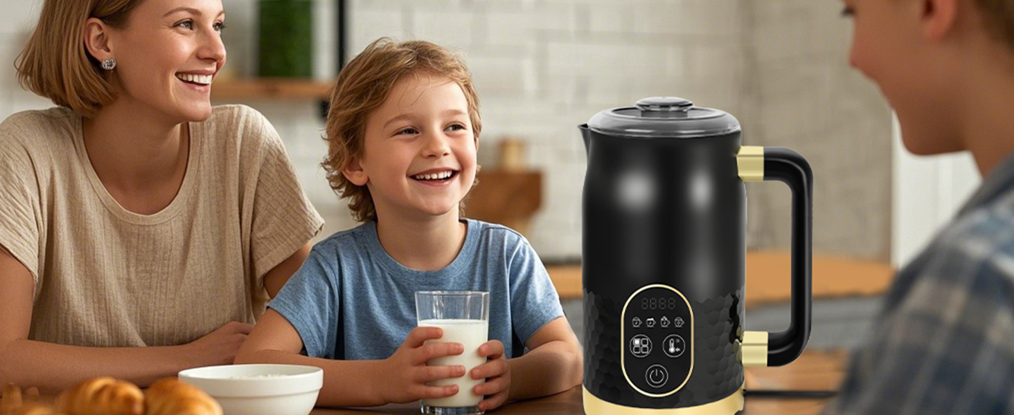 Електричний піноутворювач молока 4-в-1 з контролем температури. Підходить для капучино, лате та гарячого шоколаду. 2 насадки для різних типів пінки.