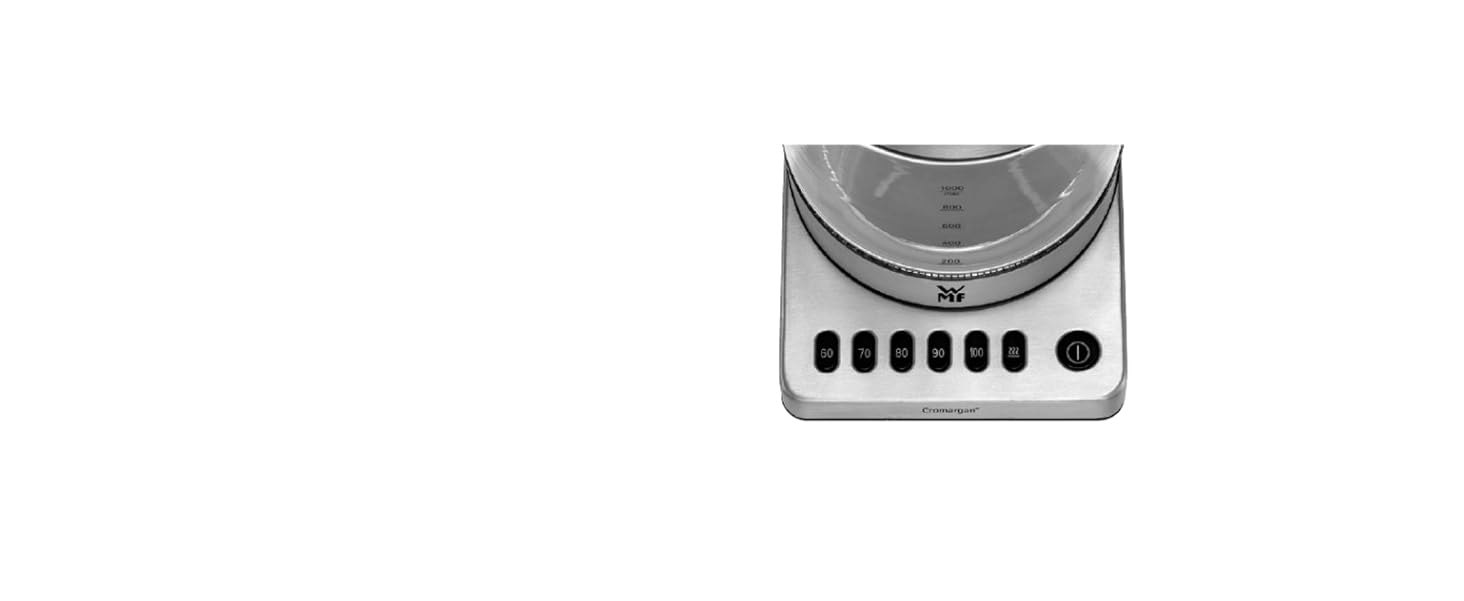 Електричний чайник-заварник WMF Küchenminis 2 в 1 з регулюванням температури, 1 л, 1900 Вт, скло, з тримачем для чайних пакетиків та ситом