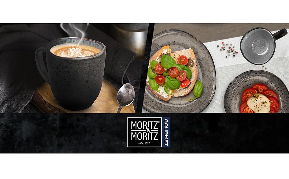 Набір кавових чашок Moritz & Moritz ORGANIC 6 шт. - сірий набір з міцної кераміки з унікальним градієнтом кольору, придатний для миття в посудомийній машині