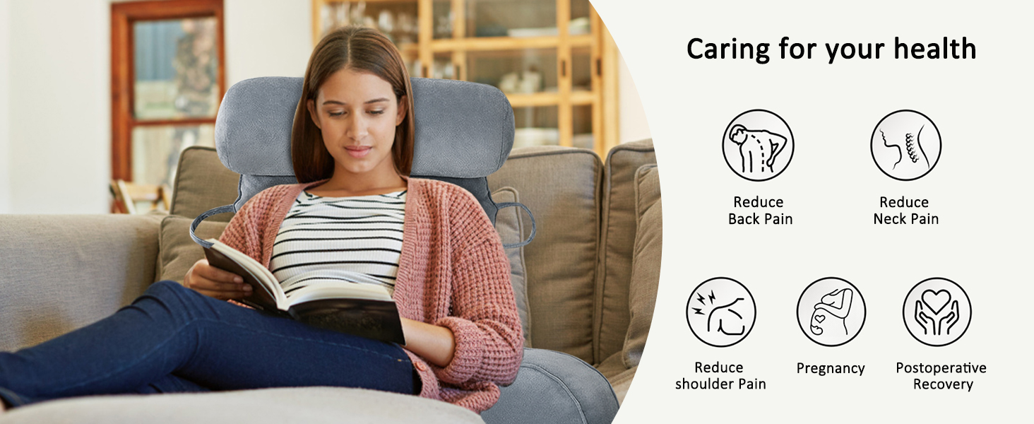 Подушка для читання MINGPINHUIUS XL для ліжка та дивана з знімною подушкою для шиї, ідеальна для дорослих, з піною з пам'яті для комфортного читання, роботи, ігор, перегляду телевізора та відпочинку (Коричнева)