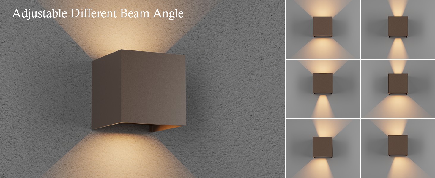 Світильник настінний LED K-Bright 12W, двосторонній потік світла (вгору та вниз), теплий білий 3000K, водонепроникний IP65, антрацит (іржавий колір), для дому та вулиці
