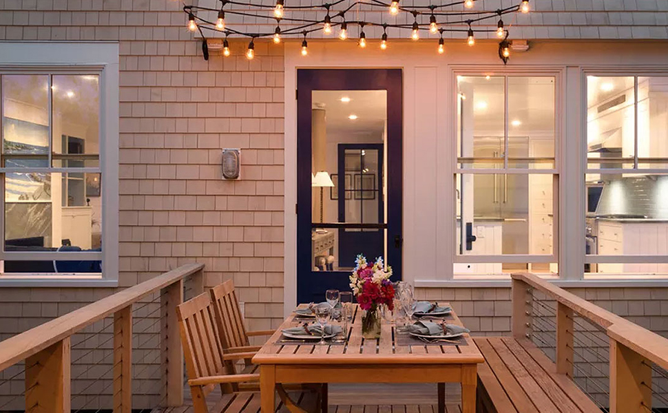 LED гірлянда 15м для дому та саду з цоколем E27, IP65, 2700K, тепле світло