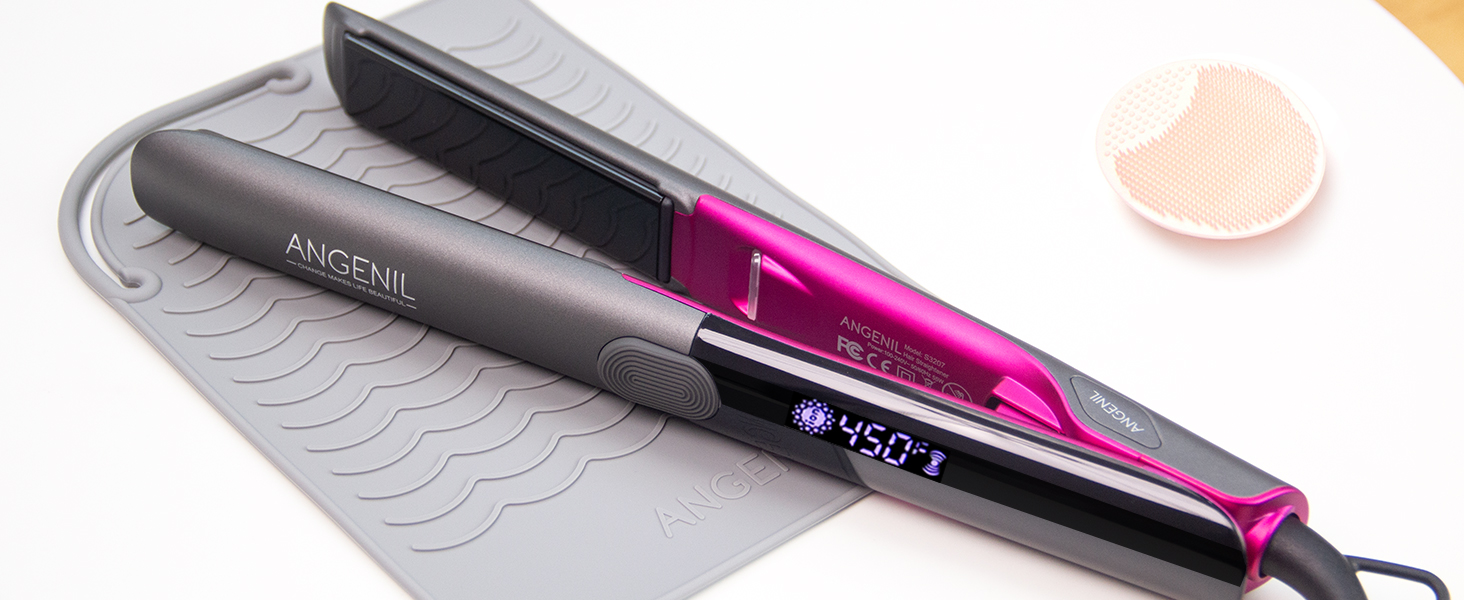 Титановий випрямляч та плойка 2-в-1 ANGENIL Pro Mini для подорожей, сірий (2.5 см) - швидкий нагрів, подвійна напруга