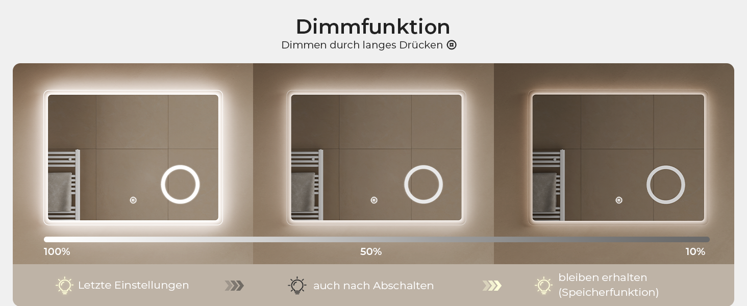 Дзеркало для ванної кімнати S'AFIELINA з підсвічуванням 60x120 см, 3-разове збільшення, сенсорне керування, IP44, енергозбереження