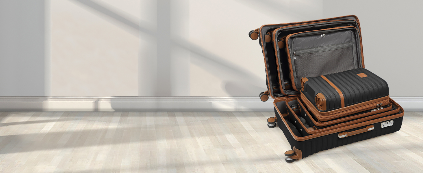 Набір дорожніх валіз Joyway 6 предметів, жорсткий корпус, з косметичкою, 4 колесами та TSA-замком, білий колір