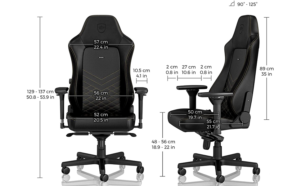Noblechairs HERO: ігровий крісло, офісне крісло, крісло для роботи - PU-шкіра, чорний/золотий
