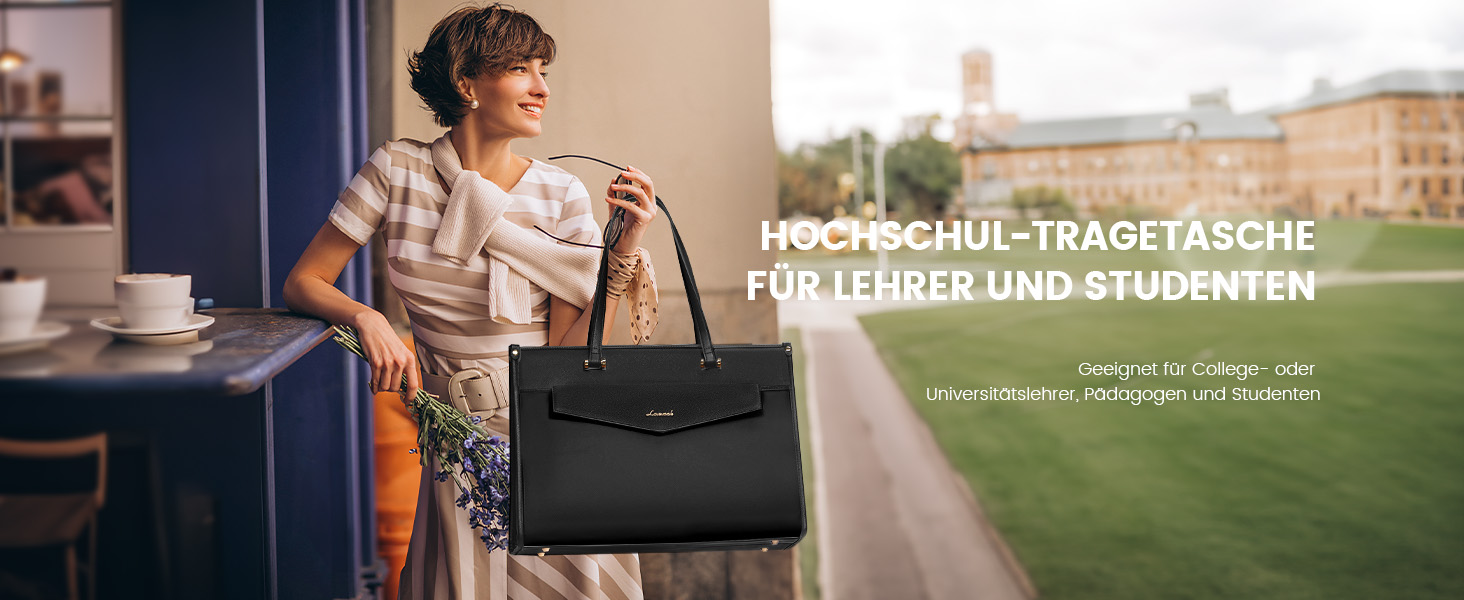 Сумка для ноутбука LOVEVOOK для жінок, водонепроникна, велика, сумка-шопер, ділова, шкіряна, для навчання, 15.6 дюймів, чорна, бежева, коричнева