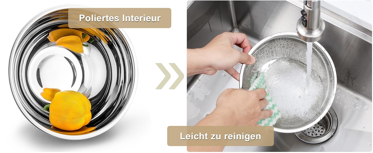 Набір мисок HaWare 6 шт. з нержавіючої сталі з кришками та набором терок, 4.6л/2.8л/2.5л/1.6л/1.2л/0.7л, з силіконовим дном, для миття в посудомийній машині