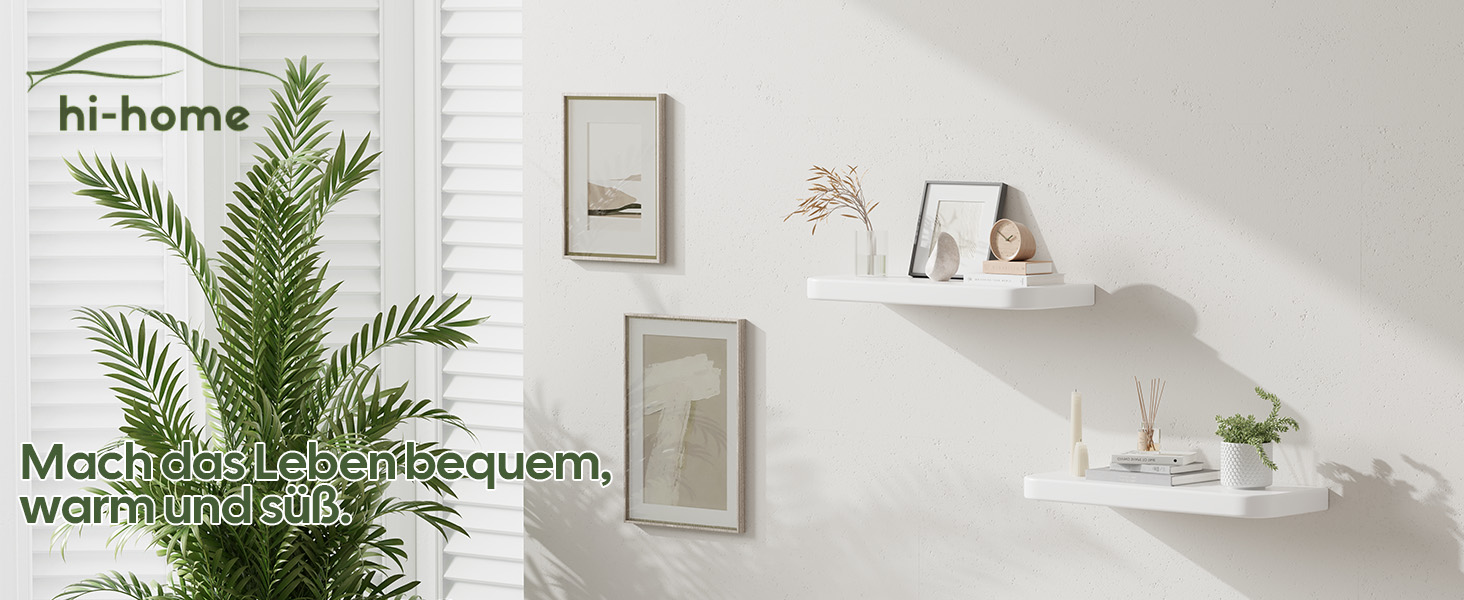 Набір полиць Wandregal 2 шт. з дерева – настінні полиці з прихованим кріпленням, білі, для вітальні, спальні, кухні, для книг та декору