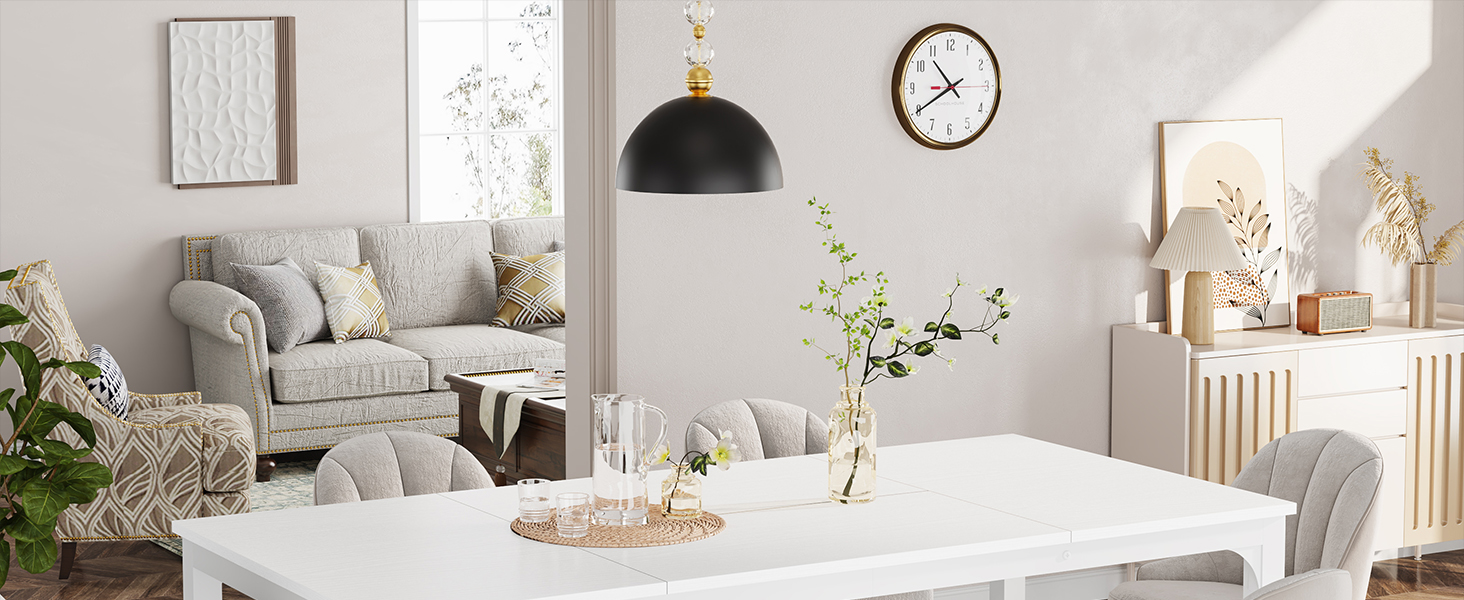 Стіл Tribesigns 180x80 см, індустріальний кухонний стіл для 6-8 осіб, прямокутний стіл для їдальні, кухні, вітальні, з міцними металевими ніжками (Білий)