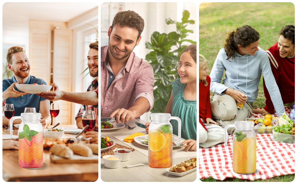 2 шт. глечики для води 1 літр, пластикові глечики з кришкою та ручкою, прозорі глечики для соку, напоїв, кави, чаю, молока, вина