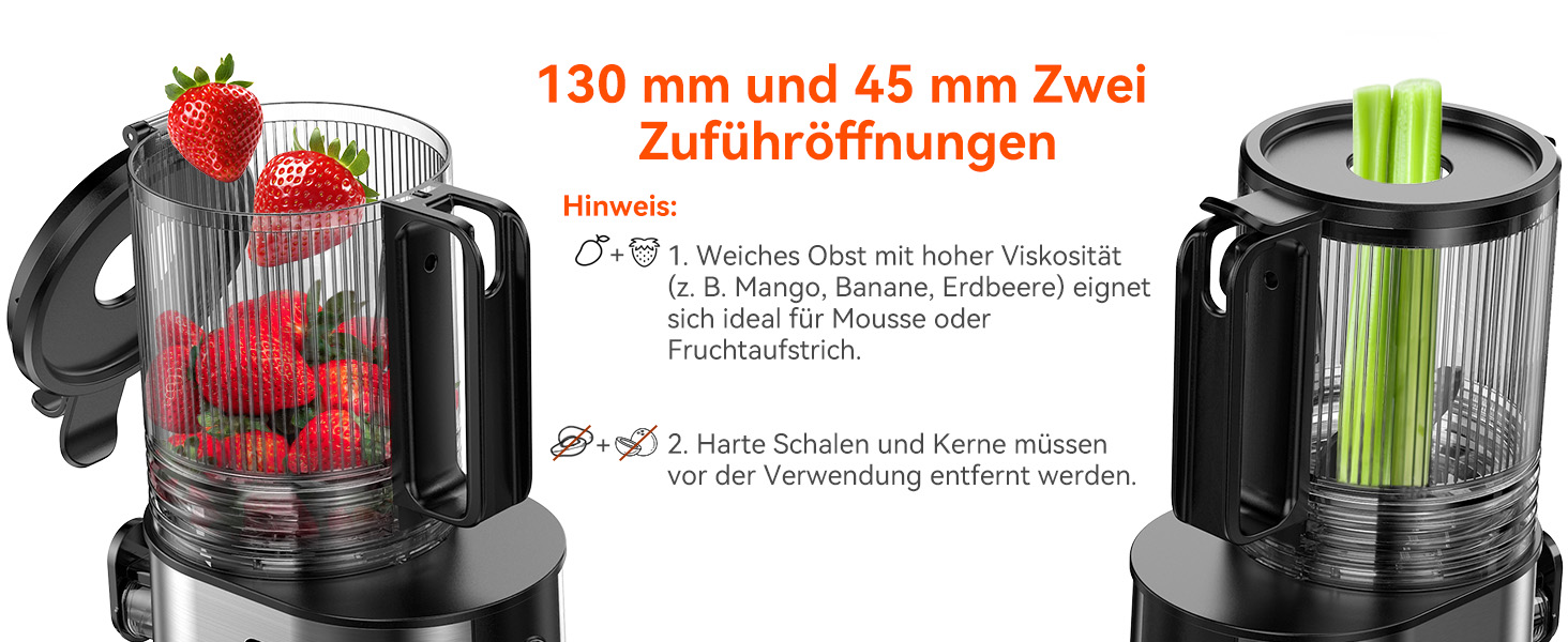 Шовковий відцентровий соковичавник - переможець тесту, для цілих овочів та фруктів, 130 мм завантажувальний отвір, 1.8л, BPA-free, 250W, функція зворотного ходу, легке очищення, нержавіюча сталь, чорний