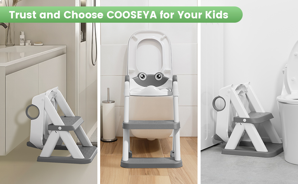 Унітаз-сходинки для дітей COOSEYA Frosch з драбинкою та сидінням для привчання до туалету, сірий (Gris Chiné 14)