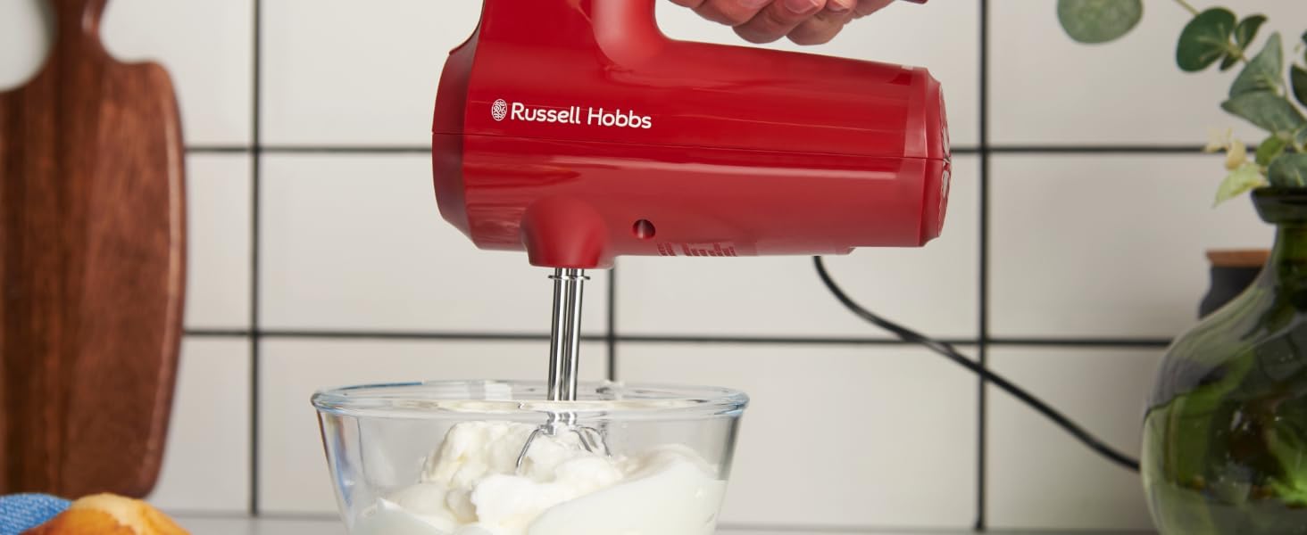 Міксер ручний Russell Hobbs Desire Red 350W з насадками для тіста та збивання, 5 швидкостей + імпульс