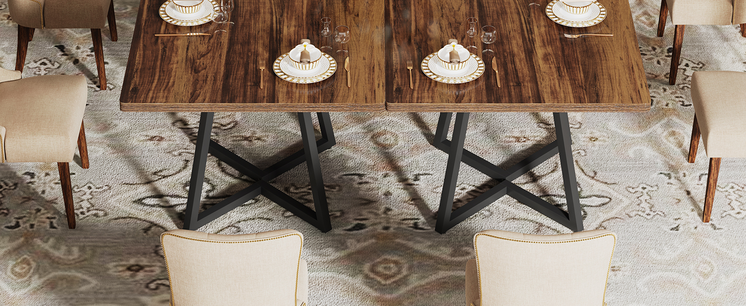 Стіл обідній Tribesigns 80x80 см, для 4 осіб, промисловий стиль, коричневий