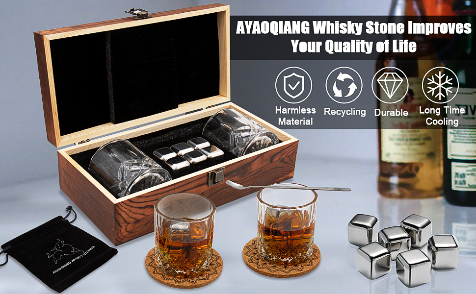 Подарунковий набір Whisky Stones 6 кубиків льоду з нержавіючої сталі, багаторазові, спеціальні подарунки для чоловіків