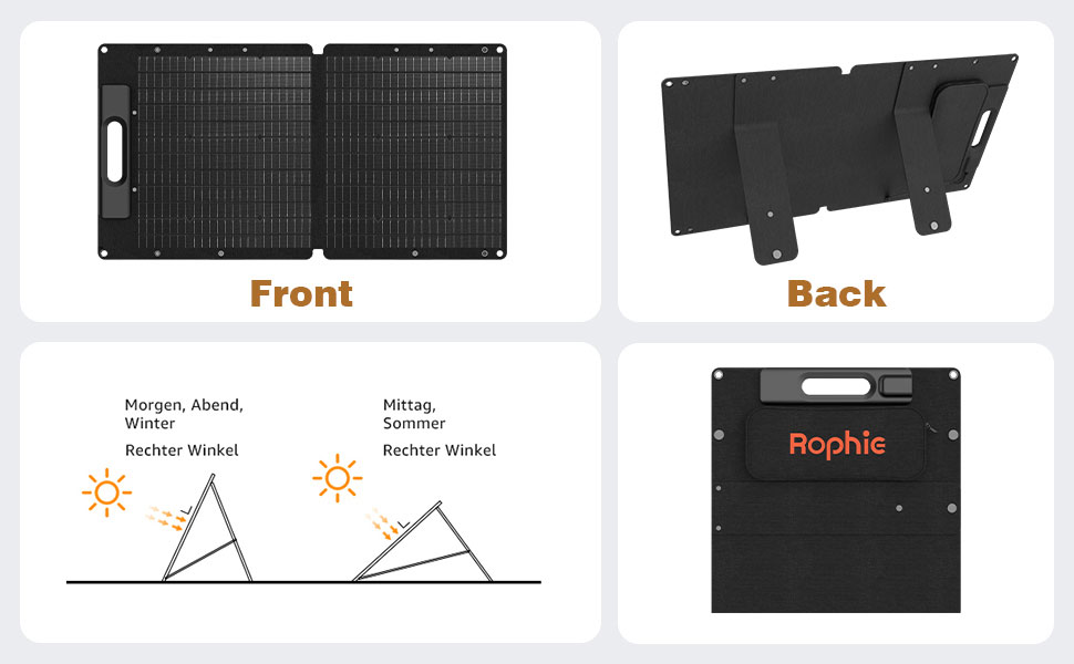 Складна портативна сонячна панель Rophie Solar Panel портативна монокристалічна гнучка з виходом USB/TYPE-C/DC для портативної електростанції, 1,8 кг надлегка, IPX67 для кемпінгу, подорожей, саду, балкона (14 Вт, 14 Вт)