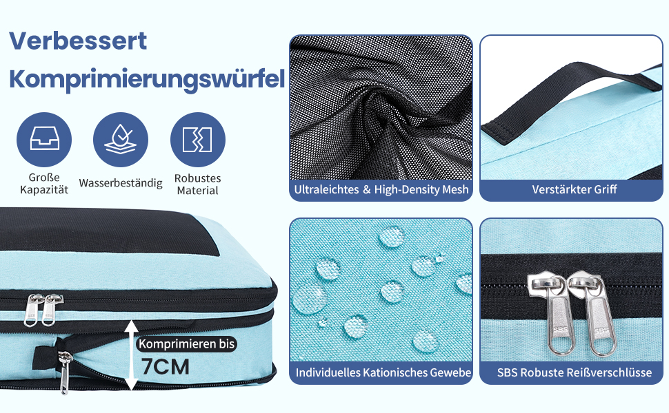 Набір компресійних органайзерів для подорожей з сіткою, розширювані пакувальні куби для одягу в валізу, чорний, 6 шт.