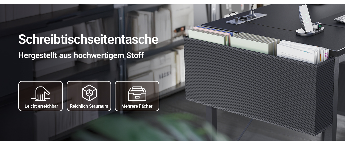 Комп'ютерний стіл Claiks з 3 шухлядами, 100x60 см, з розетками та USB, для дому та офісу, чорний