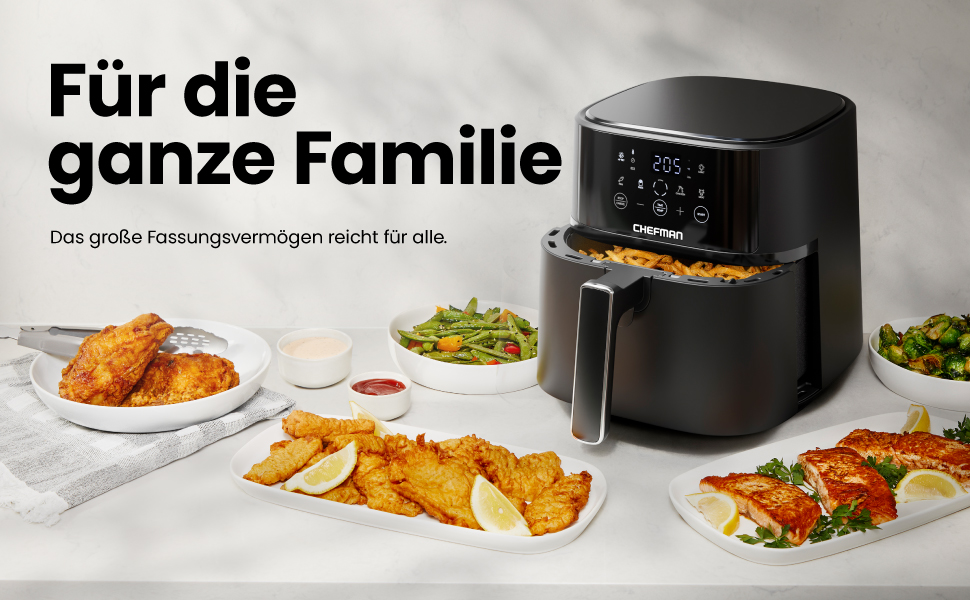 Фритюрниця без олії Chefman 5.7L з Hi-Fry технологією, сенсорне управління, антипригарне покриття, чорна