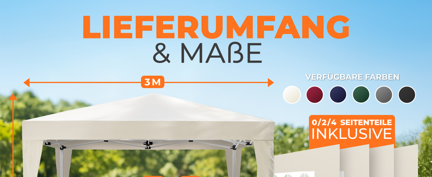 Павільйон Kronenburg Faltpavillon 3x3 м, водонепроникний, UV захист 50+, з 4 боковими частинами, колір шампань