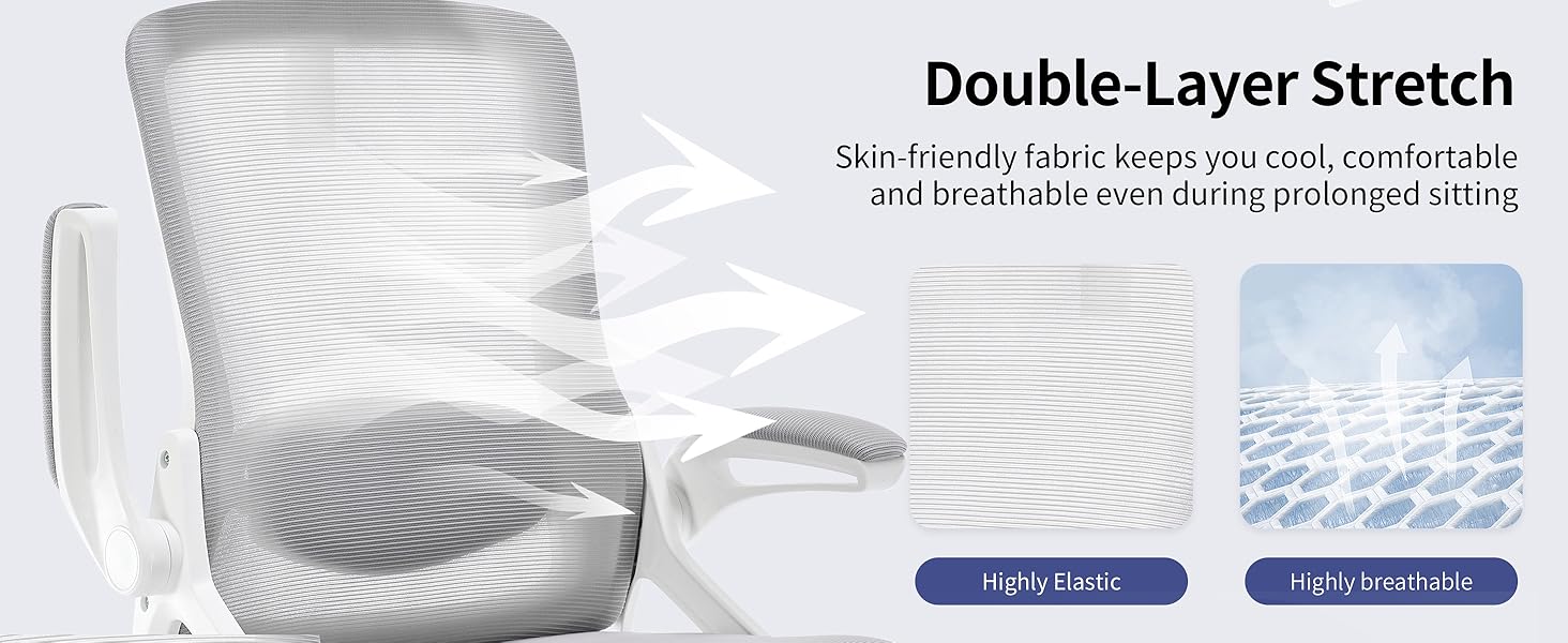 Ергономічне крісло для офісу Fizzin з регульованою поперековою підтримкою, дихаюча сітка, потовщене сидіння, зручне для дому та офісу (Рожевий, Сірий)