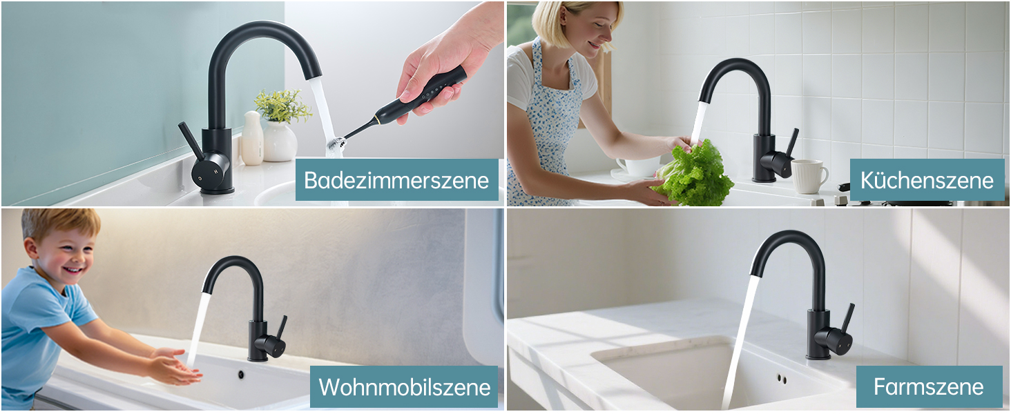 Змішувач для ванної кімнати Fransiton Bad Hoch, водозберігаючий, чорний матовий