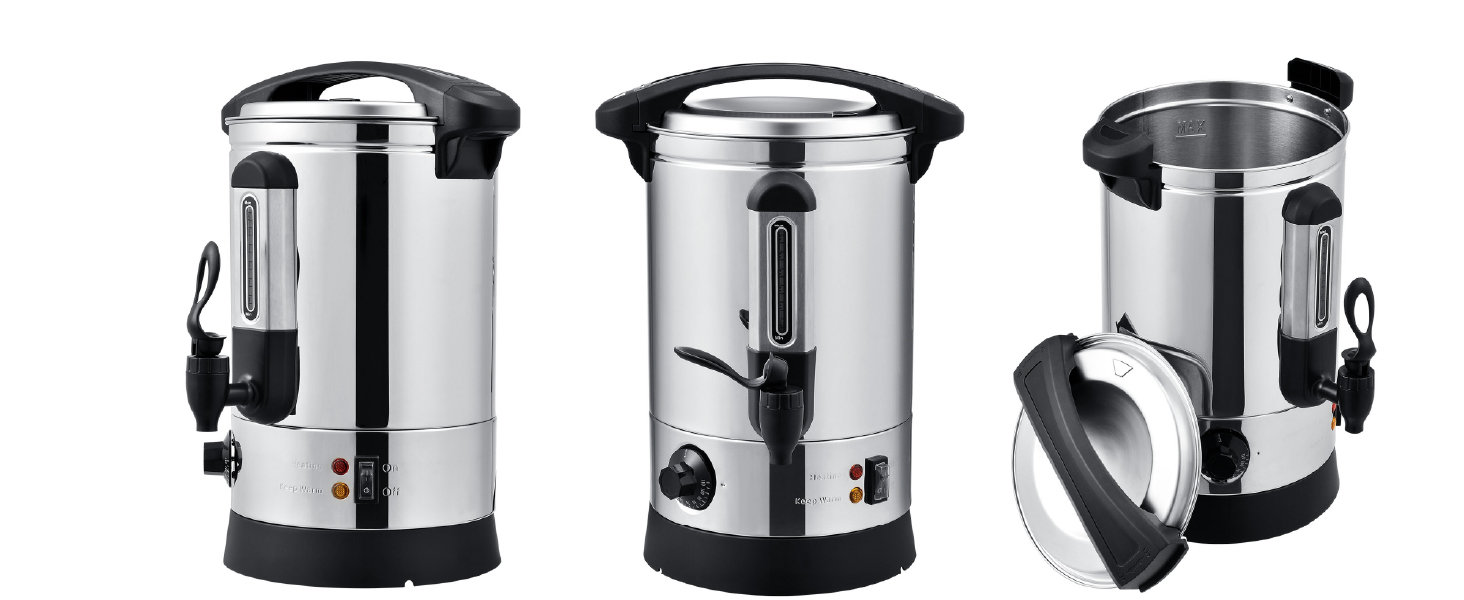 Електричний диспенсер для глінтвейну Juskys Teramo 7 літрів, 1500W з краном, термостатом та захистом від перегріву, 30-110°C, нержавіюча сталь