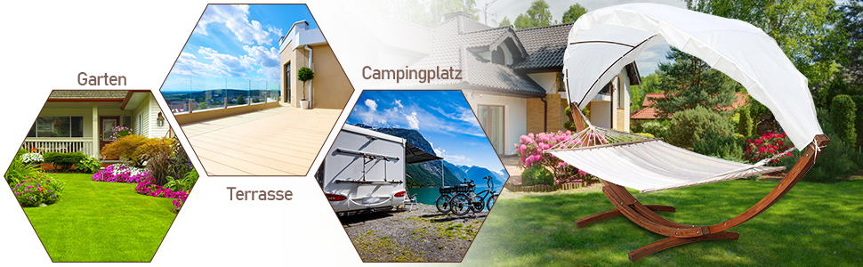 Гамак з тентом та дерев'яною рамою з модрини до 200 кг для вулиці та дому