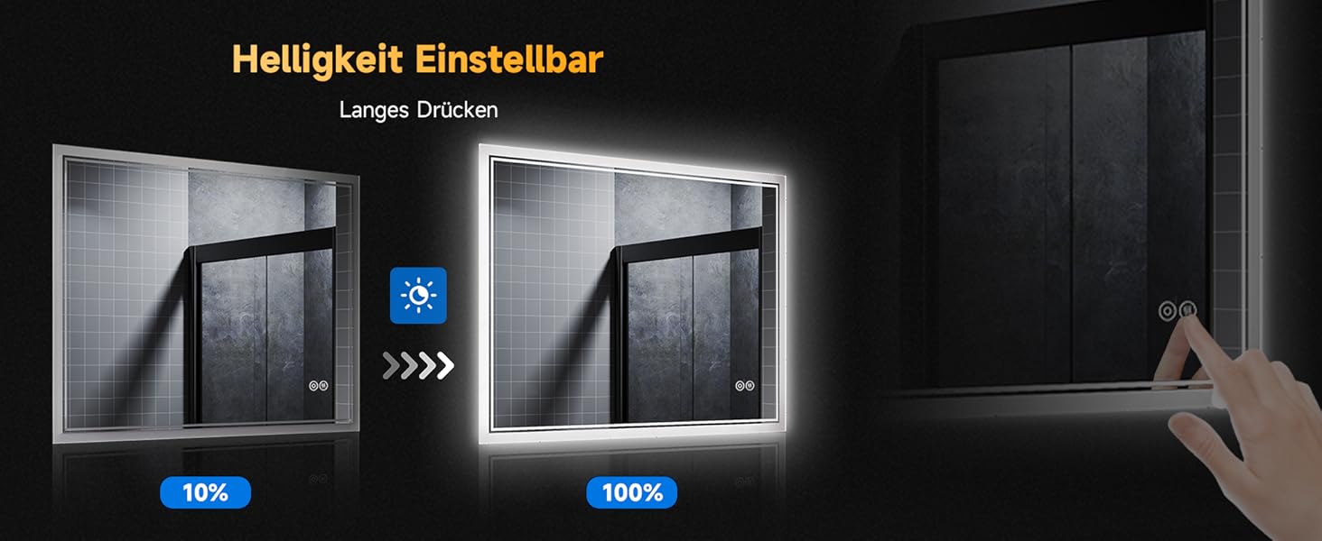 Дзеркало для ванної кімнати SONNI з підсвічуванням 80x60 см, 3 кольори світла, проти запотівання, LED, сенсорна кнопка, годинник, температура, 3-кратне збільшення