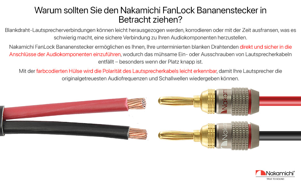 Банан-штекери Nakamichi FanLock 24K з позолоченим покриттям, 10-18 AWG, 4 мм, 24 шт. и (12 пар) для Hi-Fi аудіо