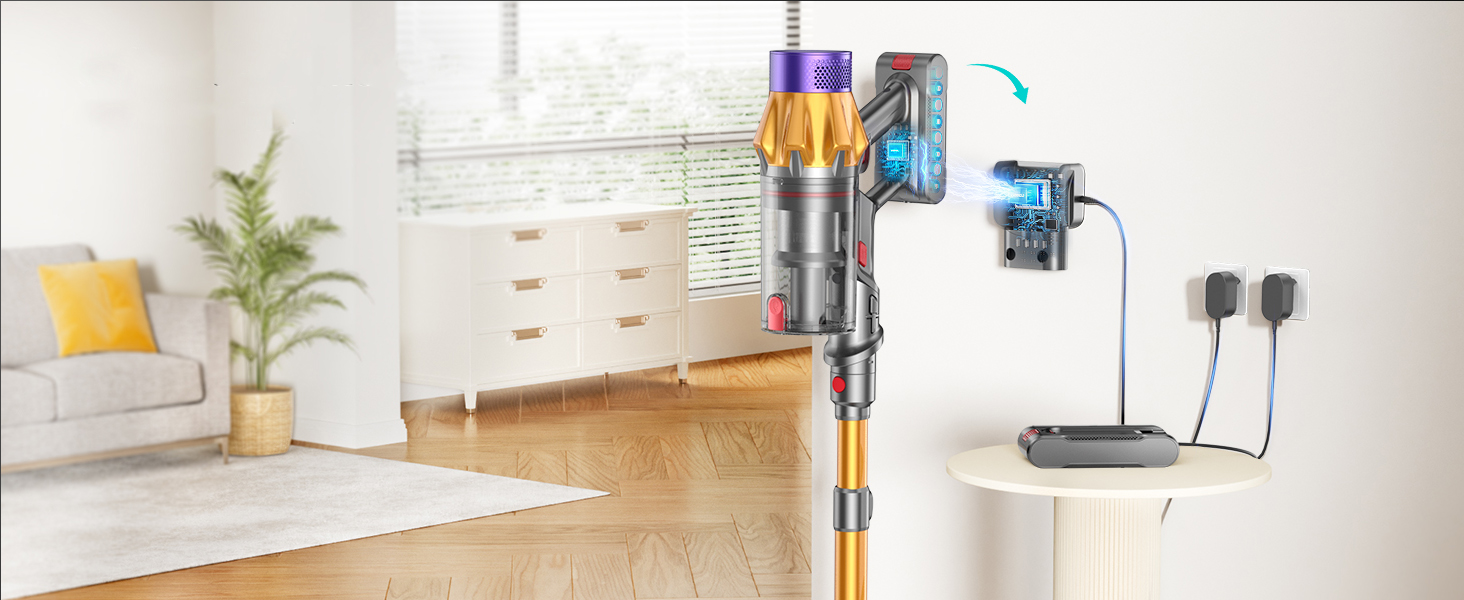 Бездротовий акумуляторний пилосос SunSare 600W з дисплеєм та станцією, тихий, для твердих поверхонь, килимів та шерсті тварин