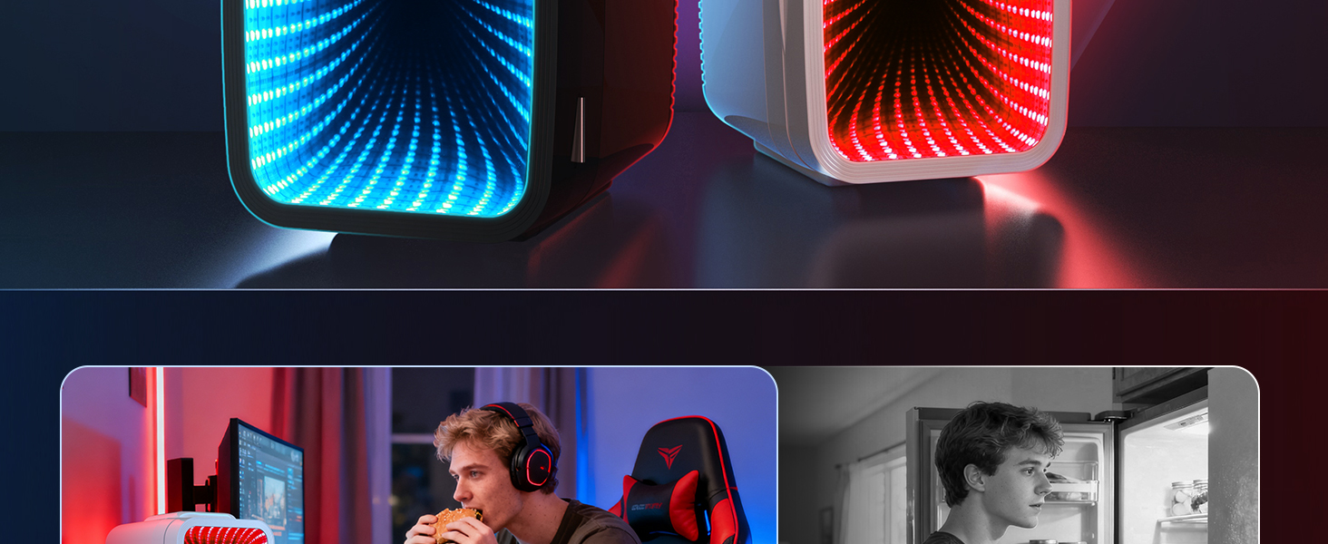 Міні-холодильник BEICHEN 4Л з RGB-підсвіткою, 2в1 (охолодження та підігрів) для напоїв, косметики та геймінгу, 220В/12В, білий