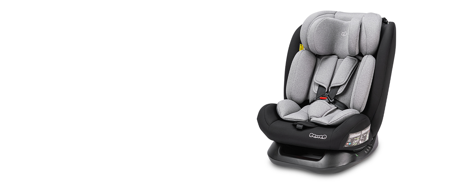 Дитяче автокрісло Booboo Safety London без сидіння Isofix i-Size, звернене проти руху, від 40 до 150 см, Black Grey