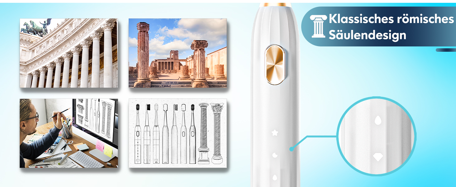 Звукова електрична зубна щітка Dada-Tech для дорослих і дітей, 5 режимів, 9 насадок, біла